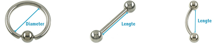 piercing lengte diameter