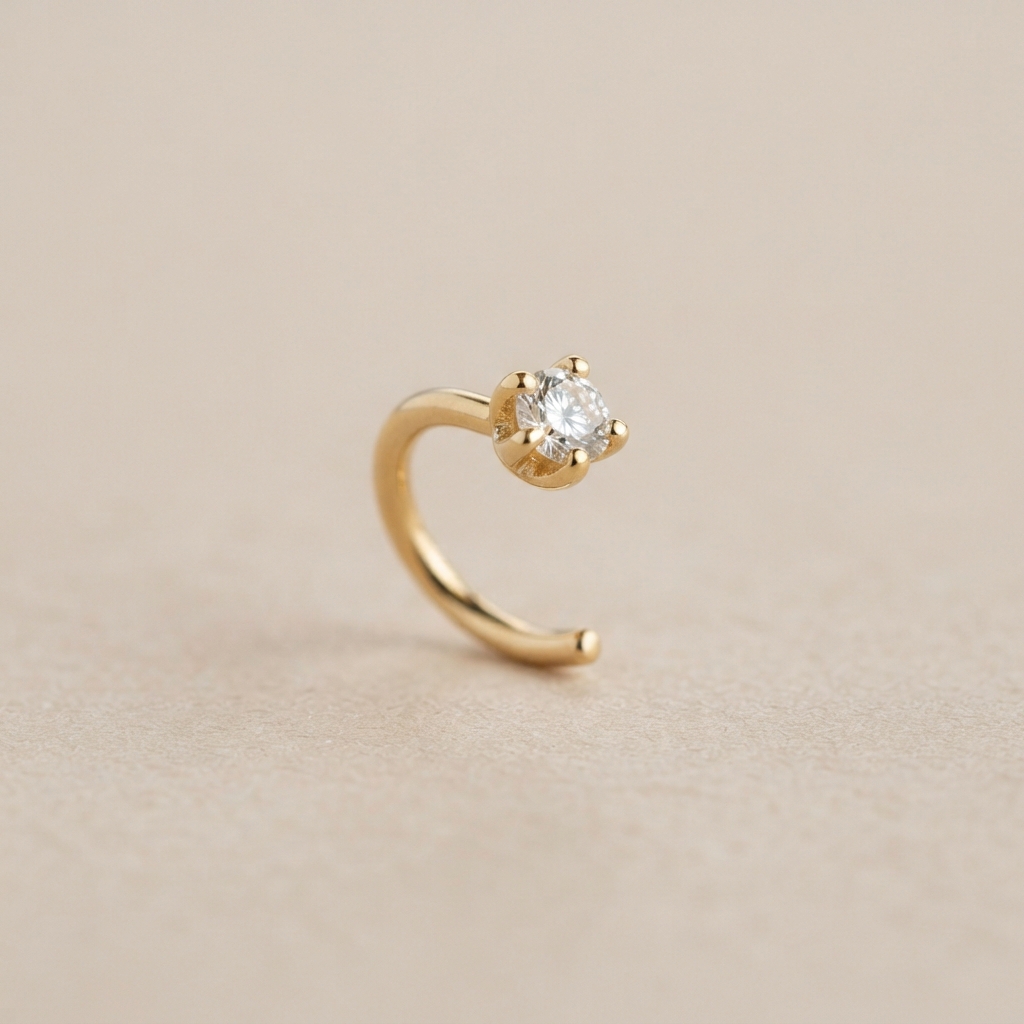 Gouden Neusring met Steentje