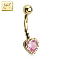 14K Hartje Roze Navelpiercing